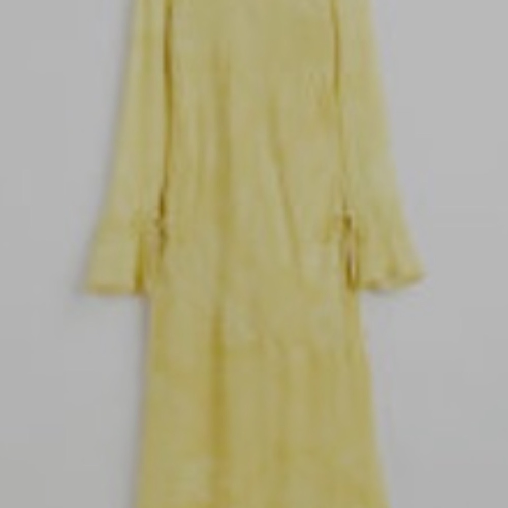 H&M Yellow Bell Sleeve Mock Neck Midi Dress